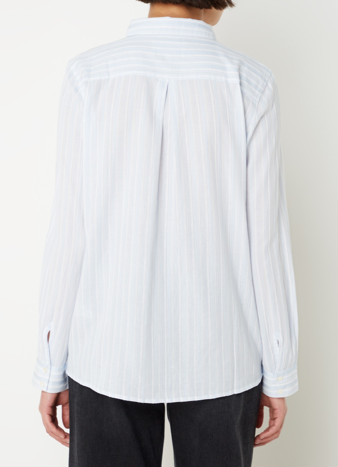 ba&sh Scherif blouse met streepprint - achterkant 5 lichtblauw