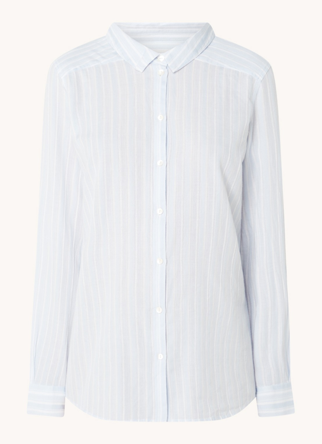 ba&sh Scherif blouse met streepprint - voorkant lichtblauw