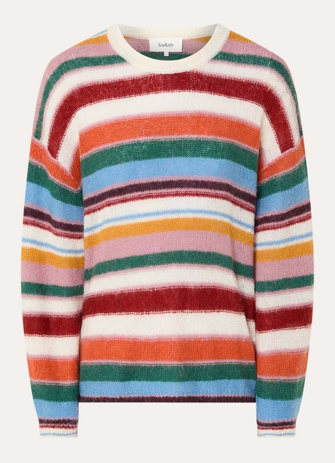 ba&sh Serena grofgebreide trui in alpaca wolblend met streepprint - voorkant 2 multicolor