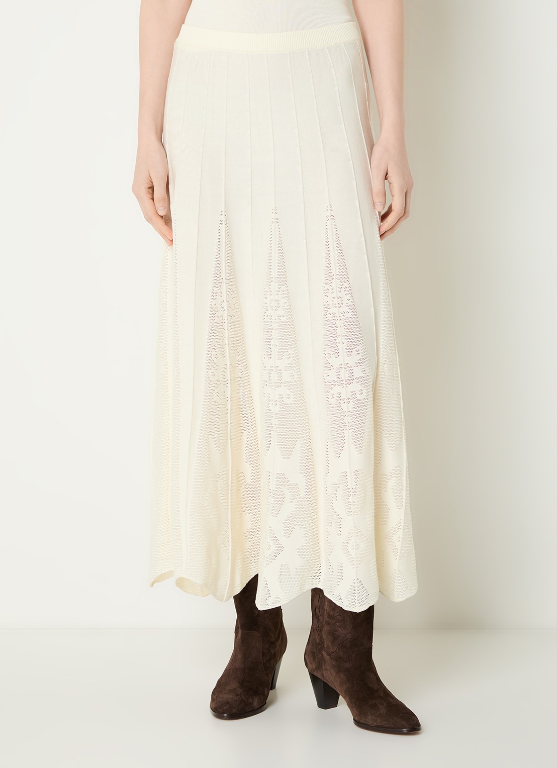 ba&sh Serta grofgebreide midi rok met ingebreid patroon - detail gebroken wit