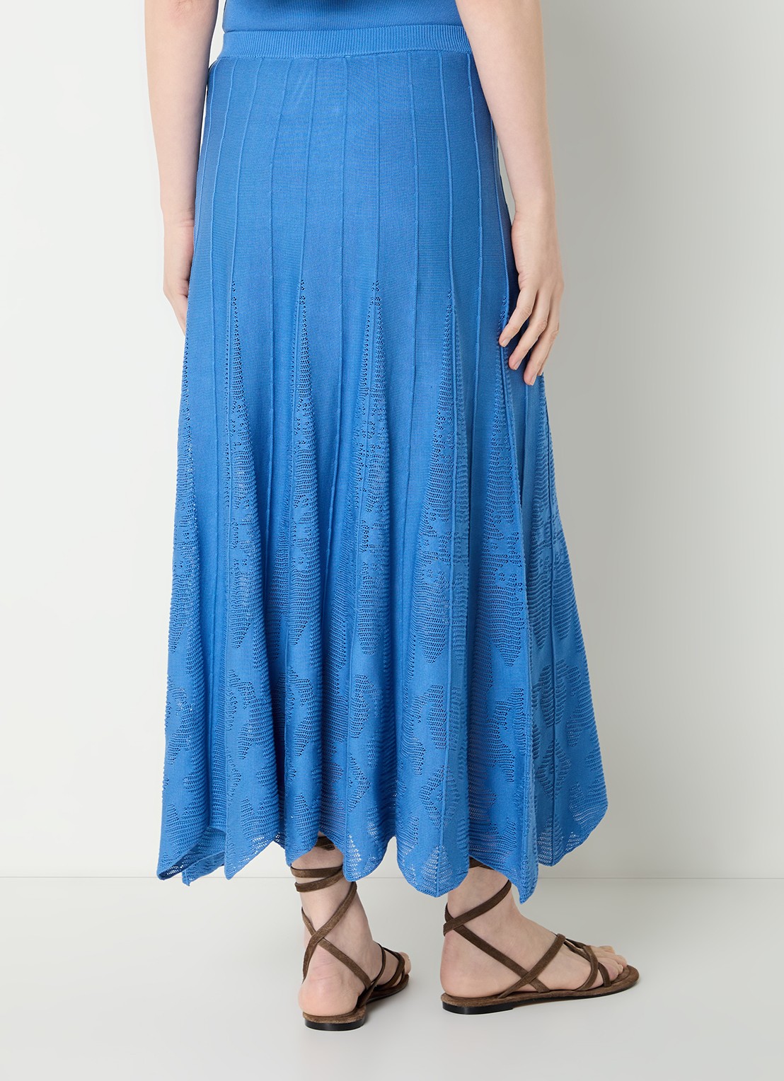 ba&sh Serta grofgebreide midi rok met ingebreid patroon - achterkant 4 blauw