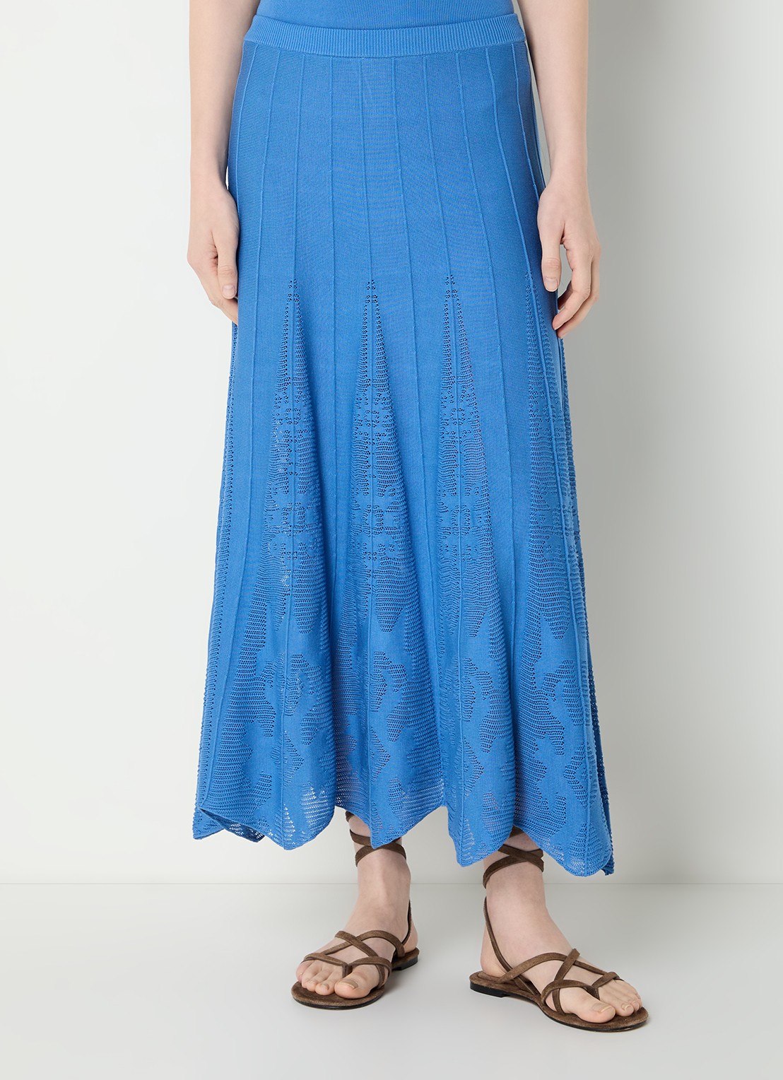ba&sh Serta grofgebreide midi rok met ingebreid patroon - detail blauw