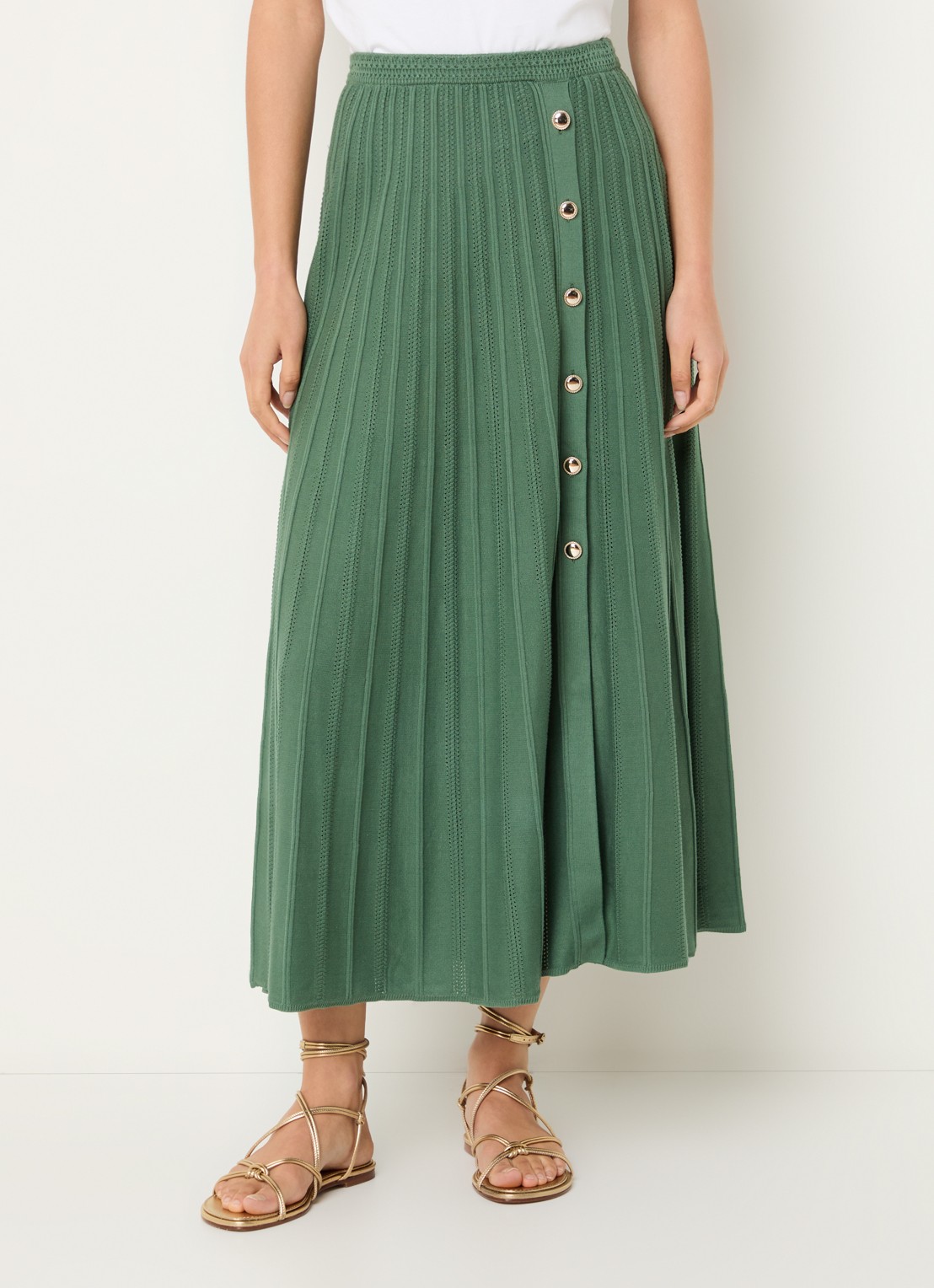 ba&sh Sindy maxi plooirok - detail 3 groen