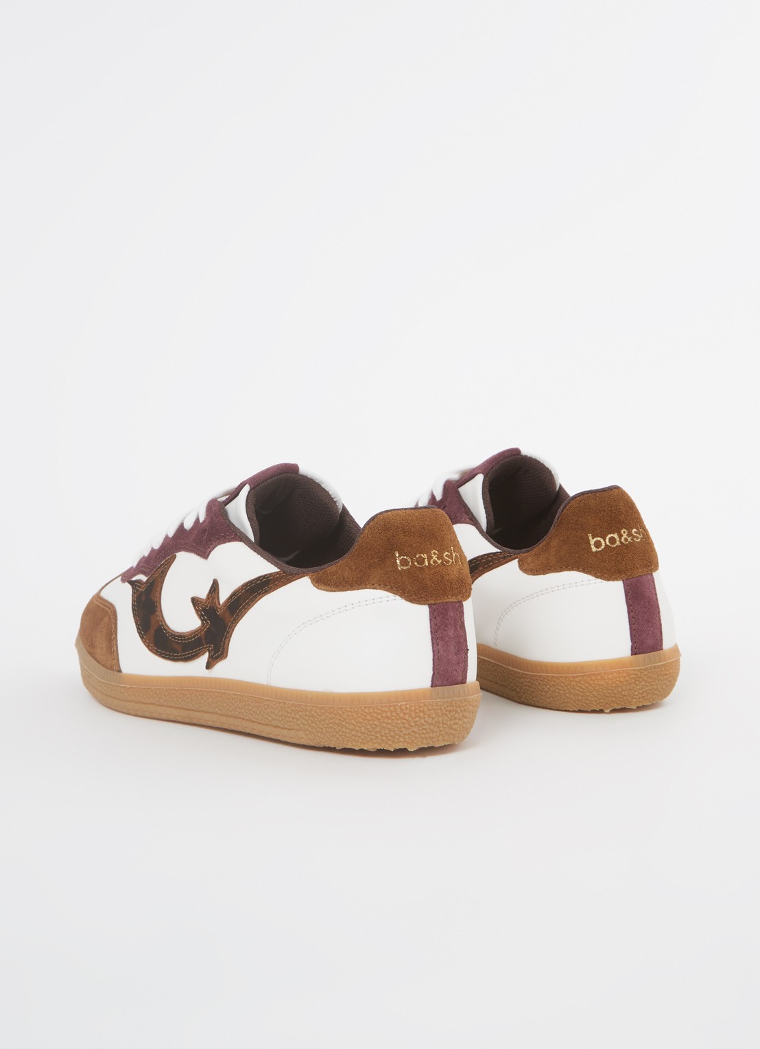 ba&sh Sneaker van leer met suède details - achterkant 5 bruin