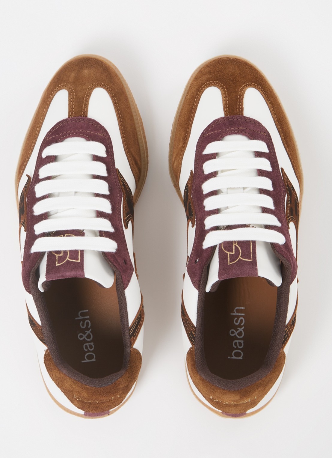 ba&sh Sneaker van leer met suède details - detail 2 bruin