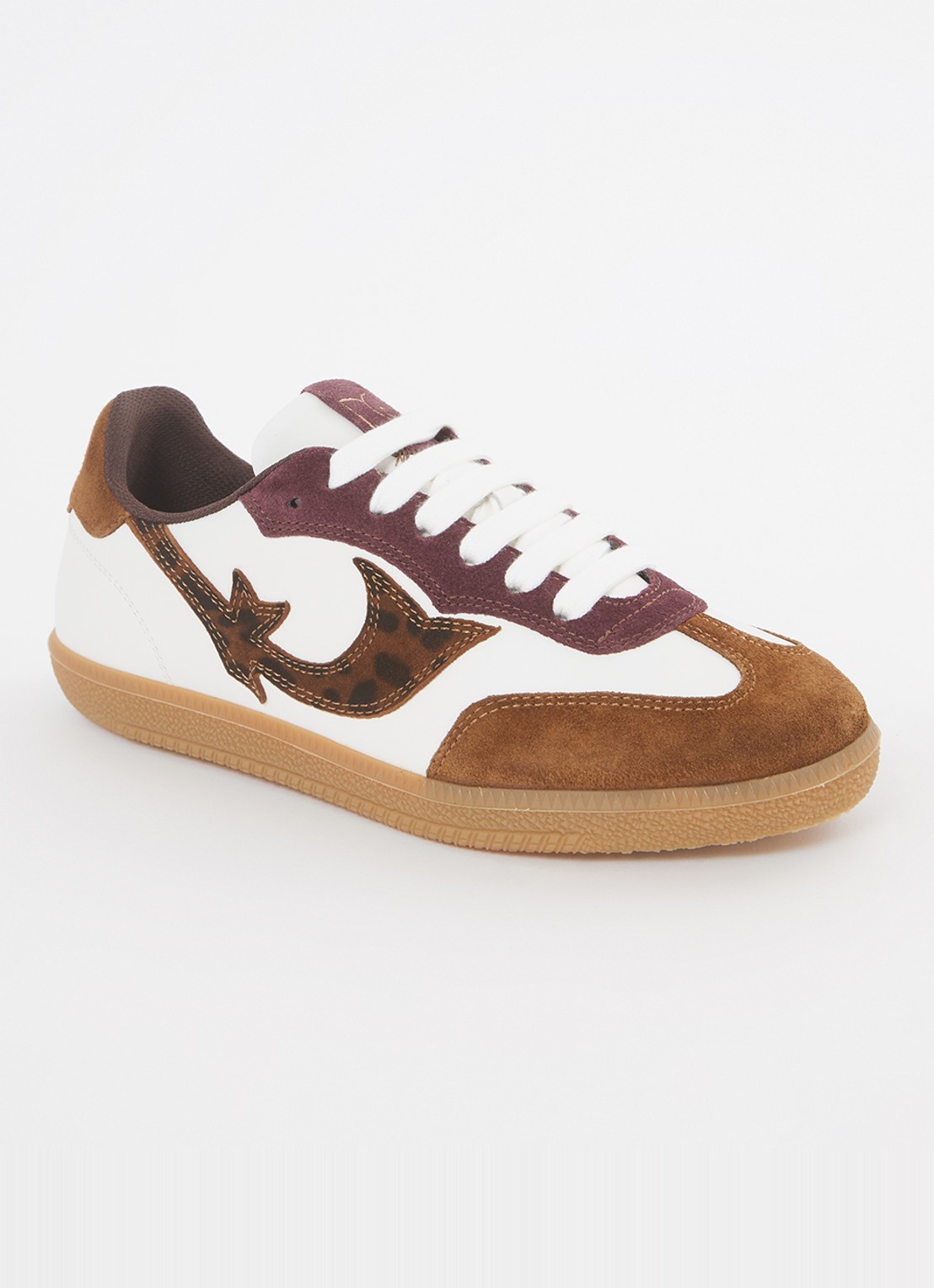 ba&sh Sneaker van leer met suède details - voorkant 4 bruin