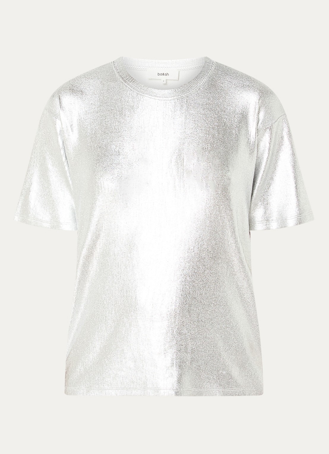 ba&sh Sony T-shirt met metallic finish  - voorkant 2 zilver