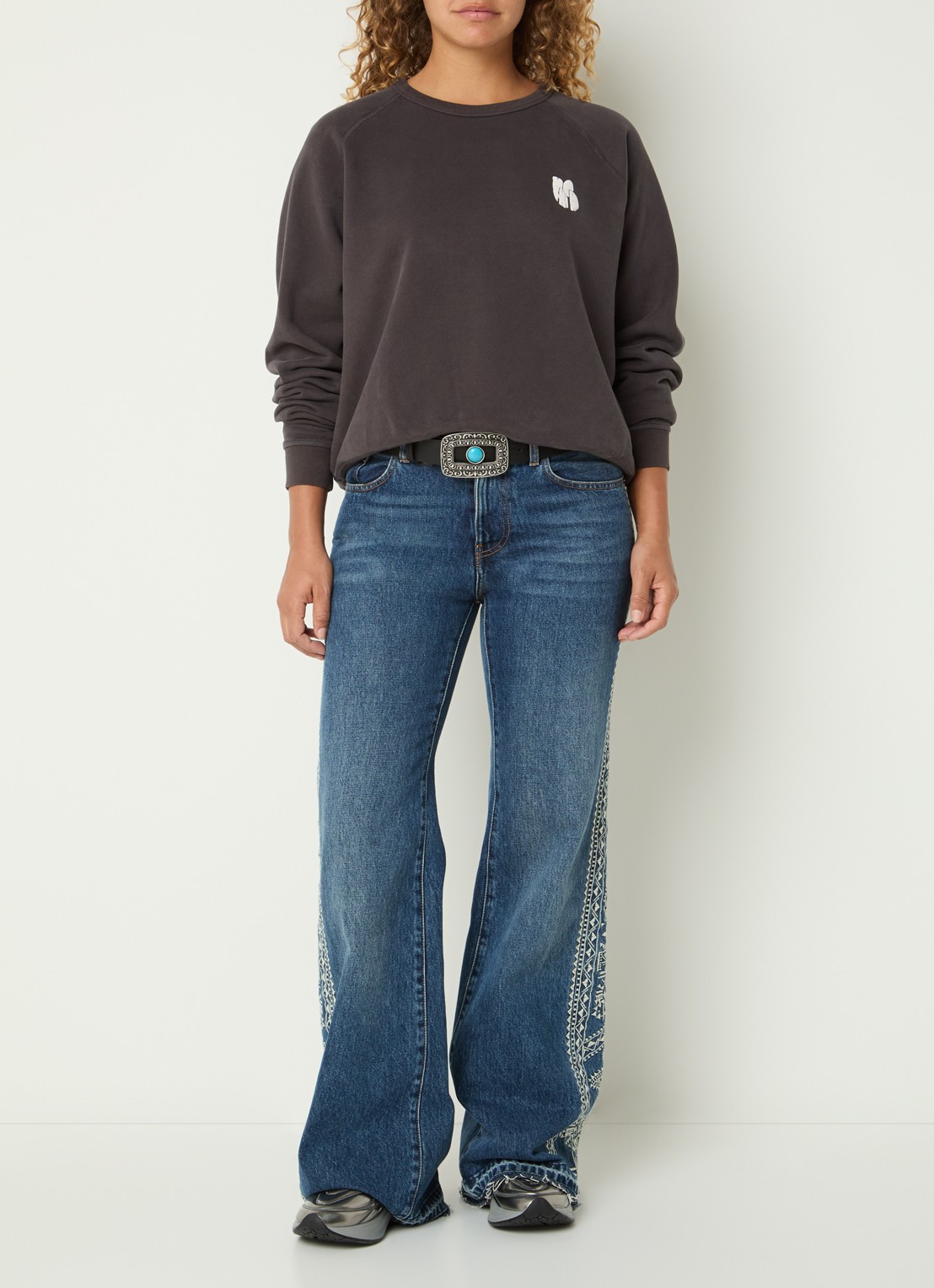 ba&sh Swing sweater met front- en backprint - voorkant 2 antraciet