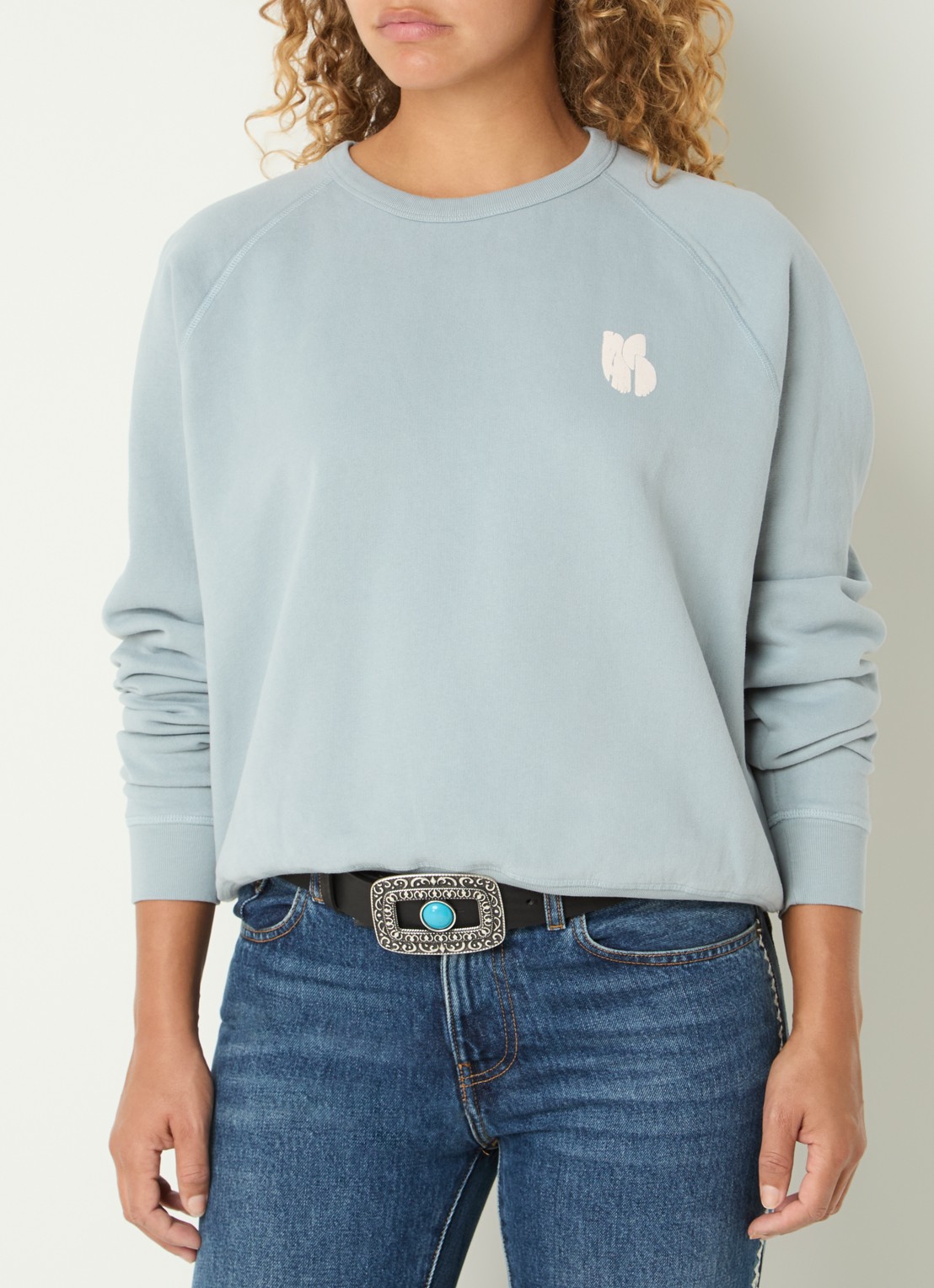 ba&sh Swing sweater met front- en backprint - achterkant 4 lichtblauw