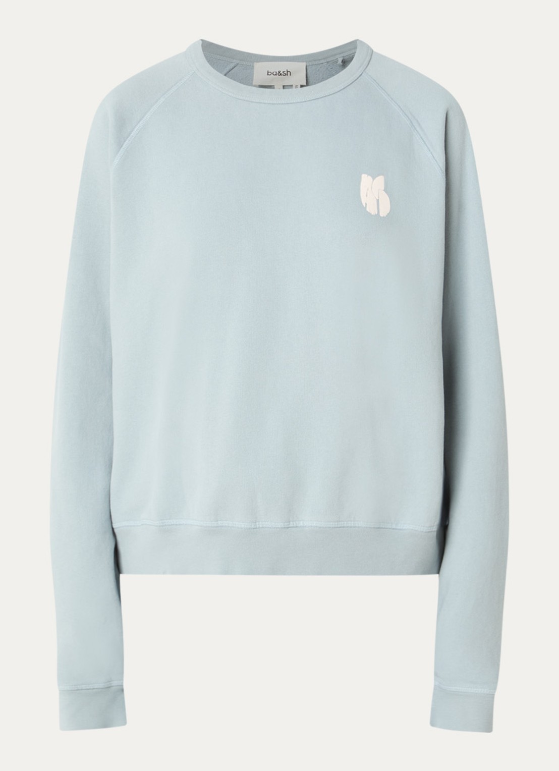 ba&sh Swing sweater met front- en backprint - voorkant lichtblauw
