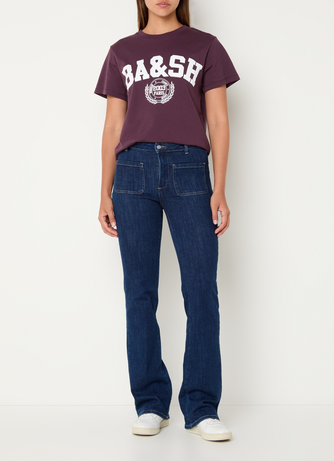 ba&sh T-shirt met logoprint - voorkant 2 aubergine