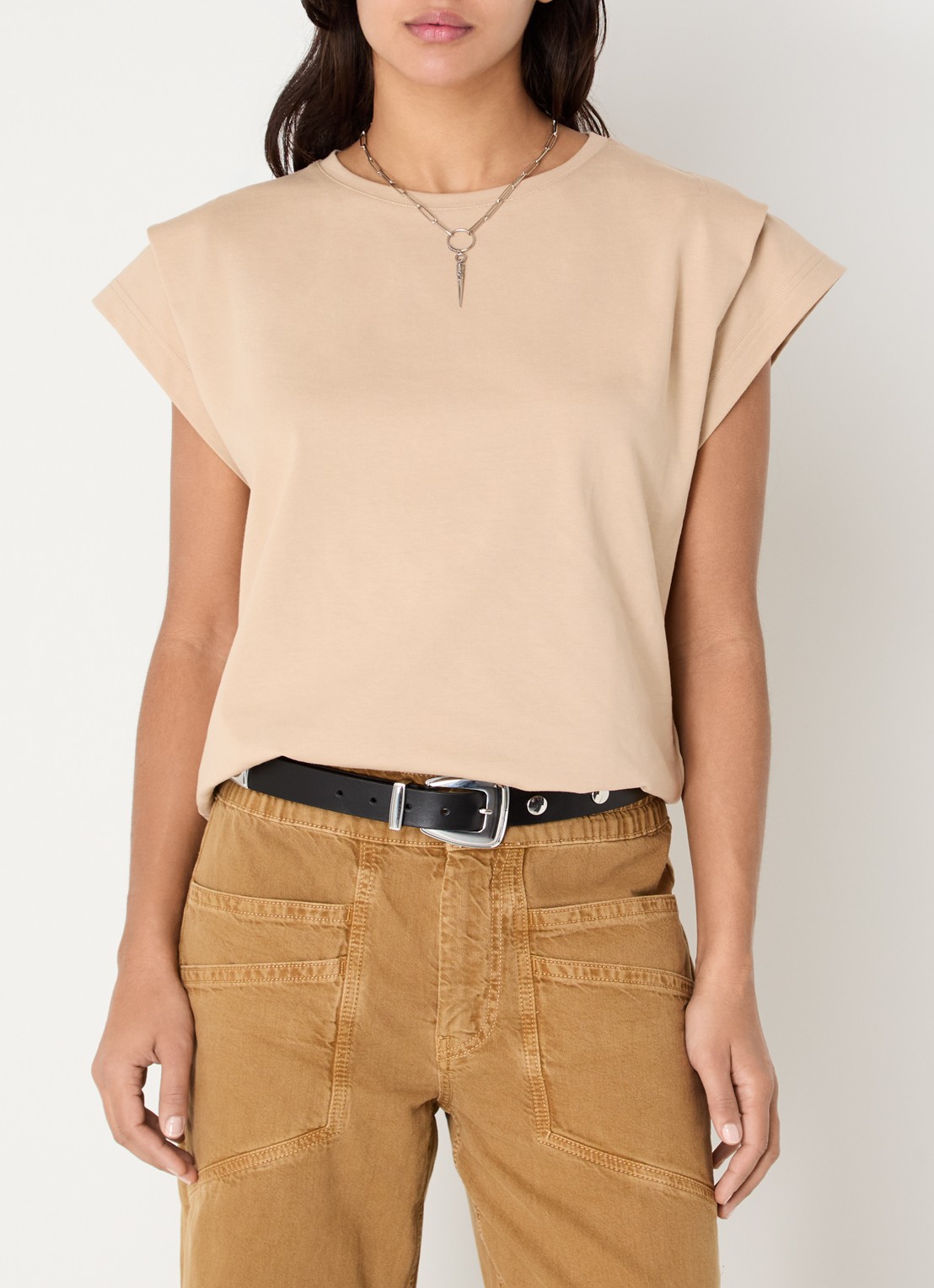 ba&sh T-shirt met ronde hals  - detail 4 beige