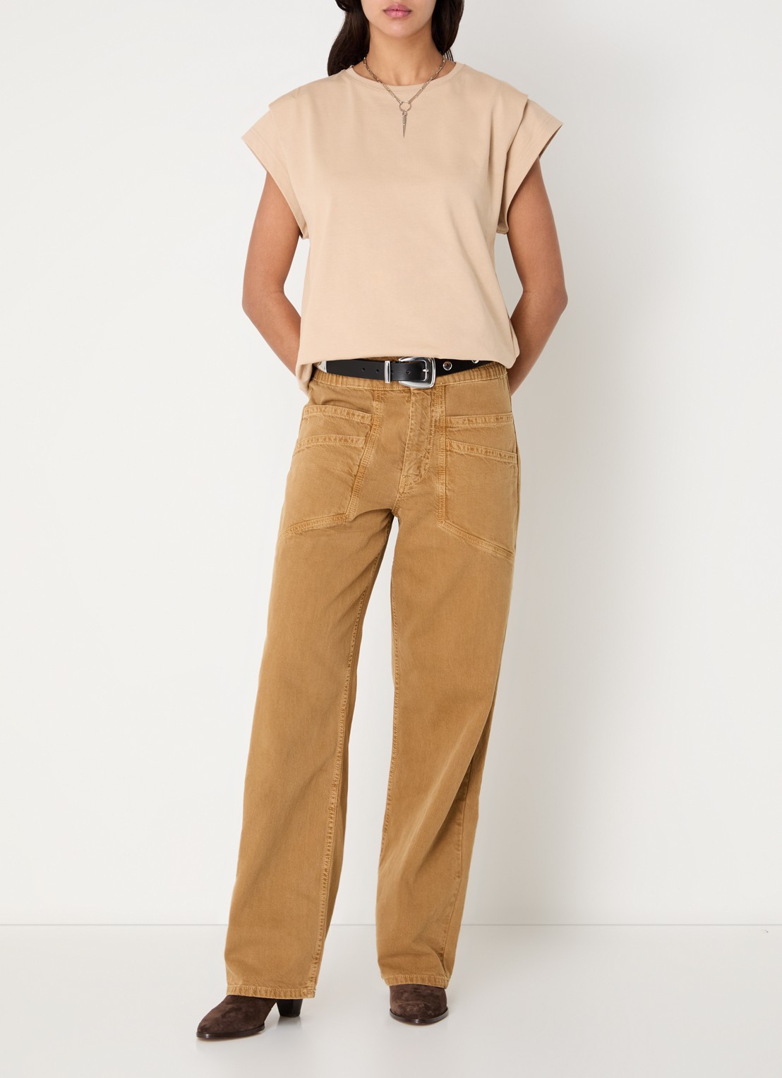 ba&sh T-shirt met ronde hals  - voorkant 2 beige
