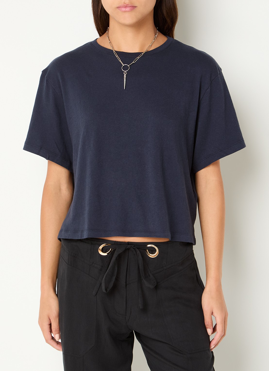 ba&sh Take T-shirt met backprint - achterkant 4 donkerblauw