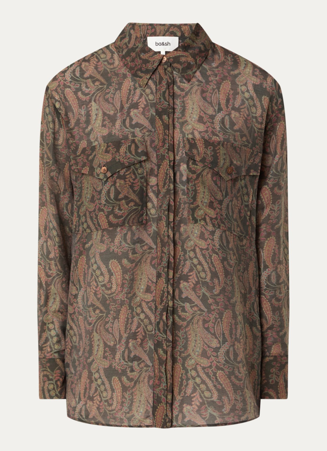 ba&sh Tao blouse met print - voorkant 2 khaki