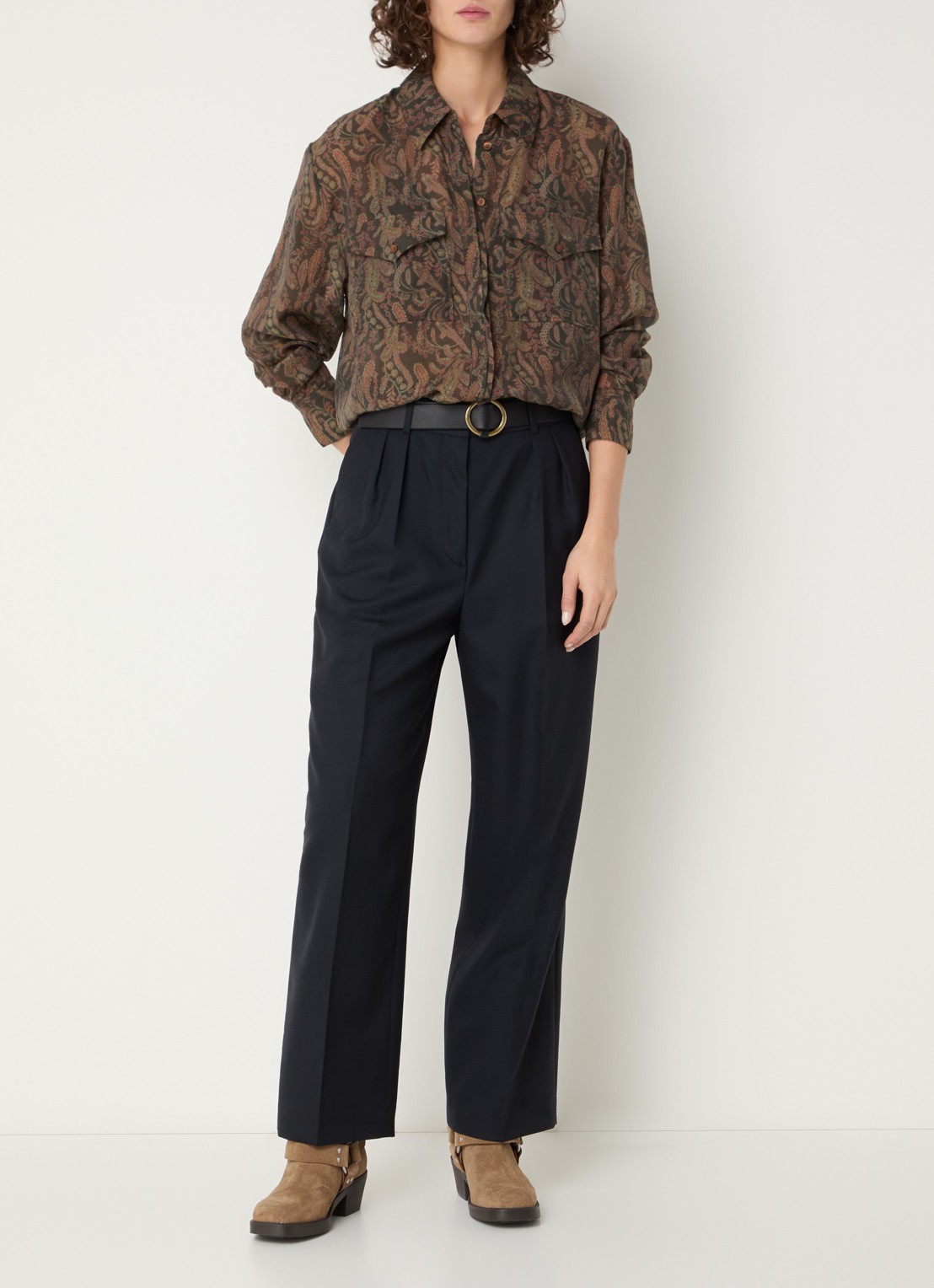 ba&sh Tao blouse met print - voorkant 3 khaki