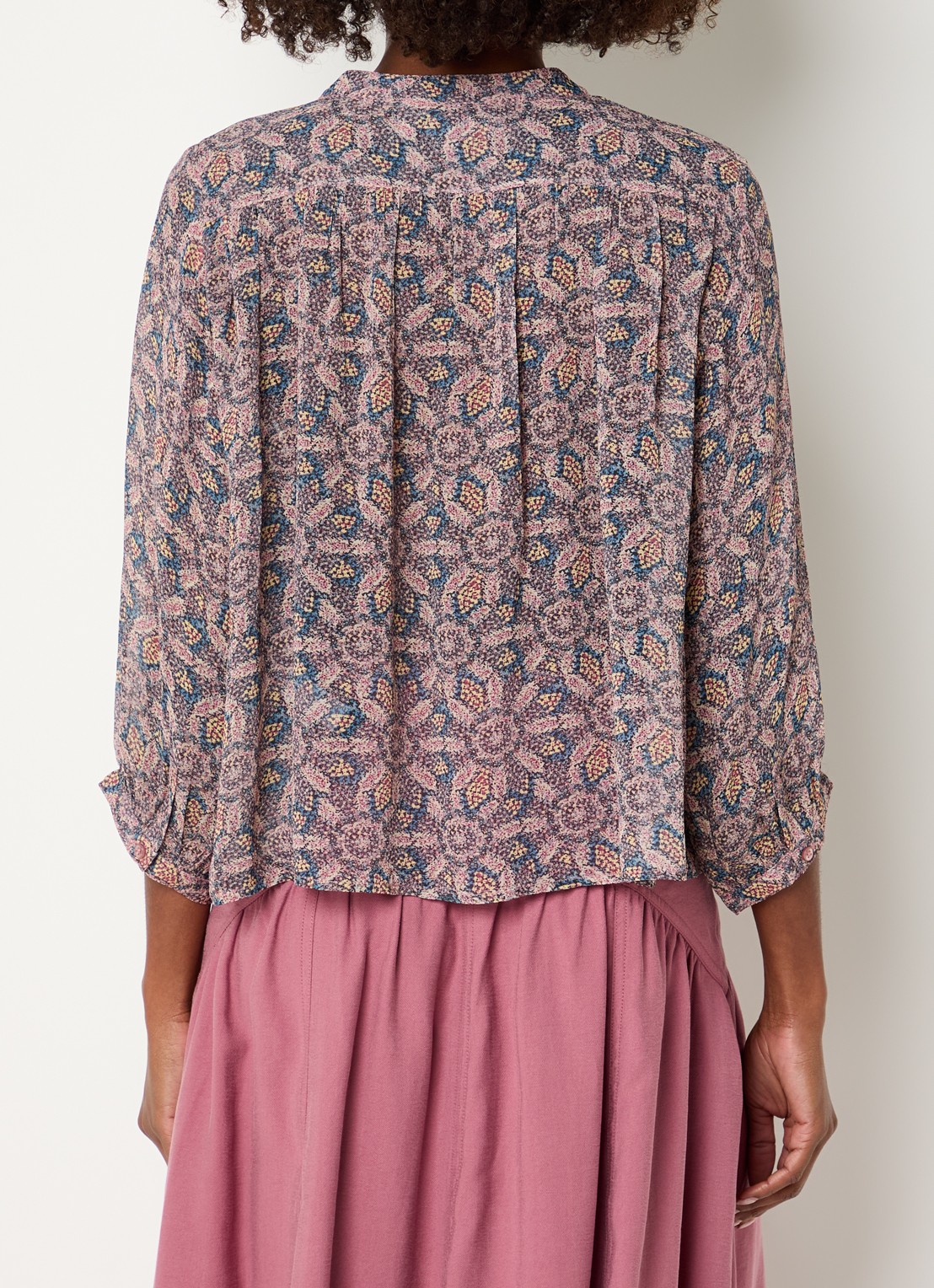 ba&sh Tazio blouse met print - achterkant 3 aubergine
