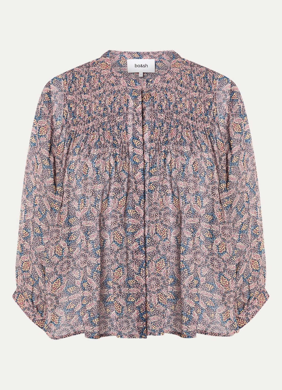 ba&sh Tazio blouse met print - voorkant aubergine