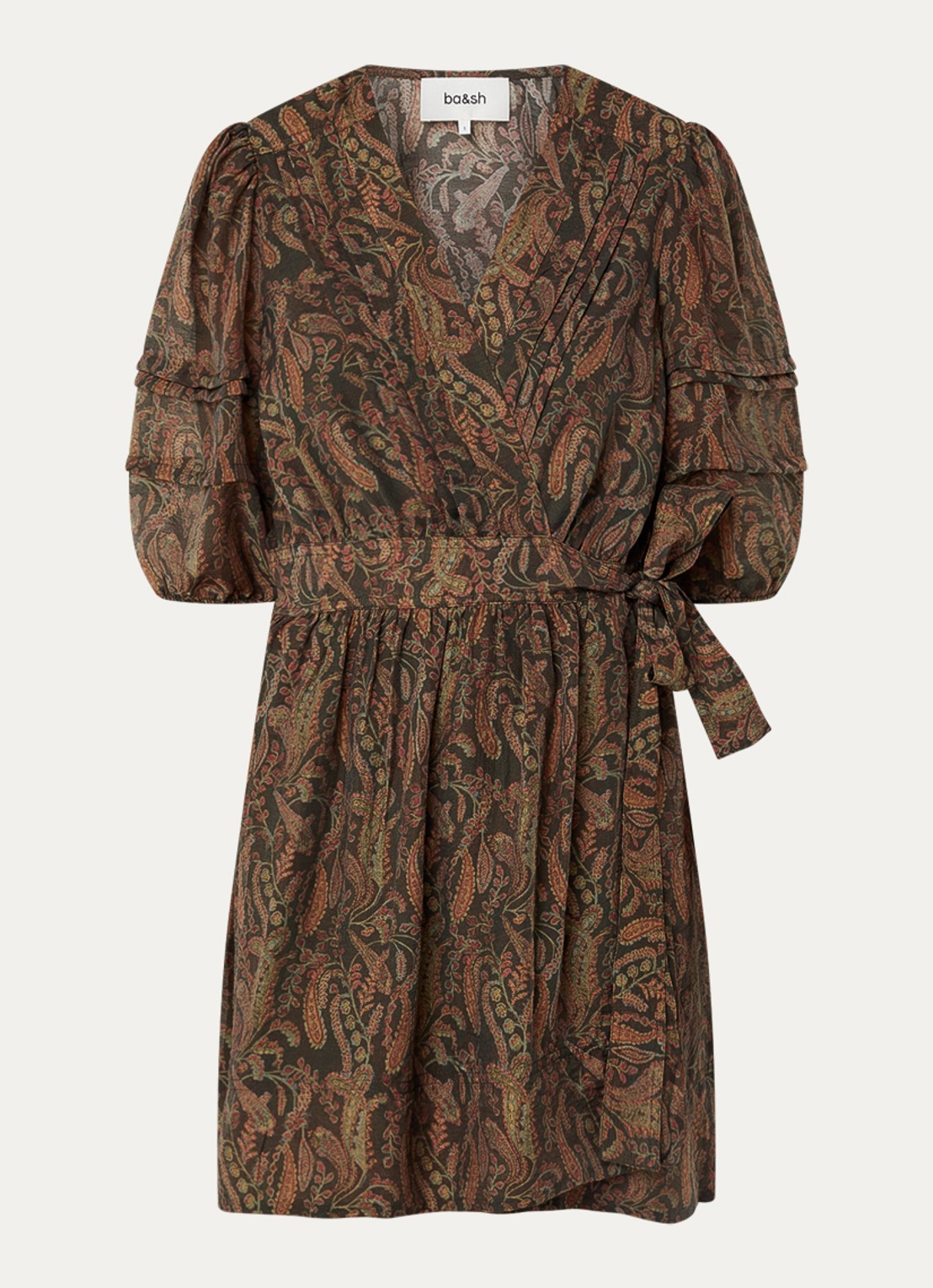 ba&sh Teodora mini jurk met bloemenprint - voorkant 2 bruin
