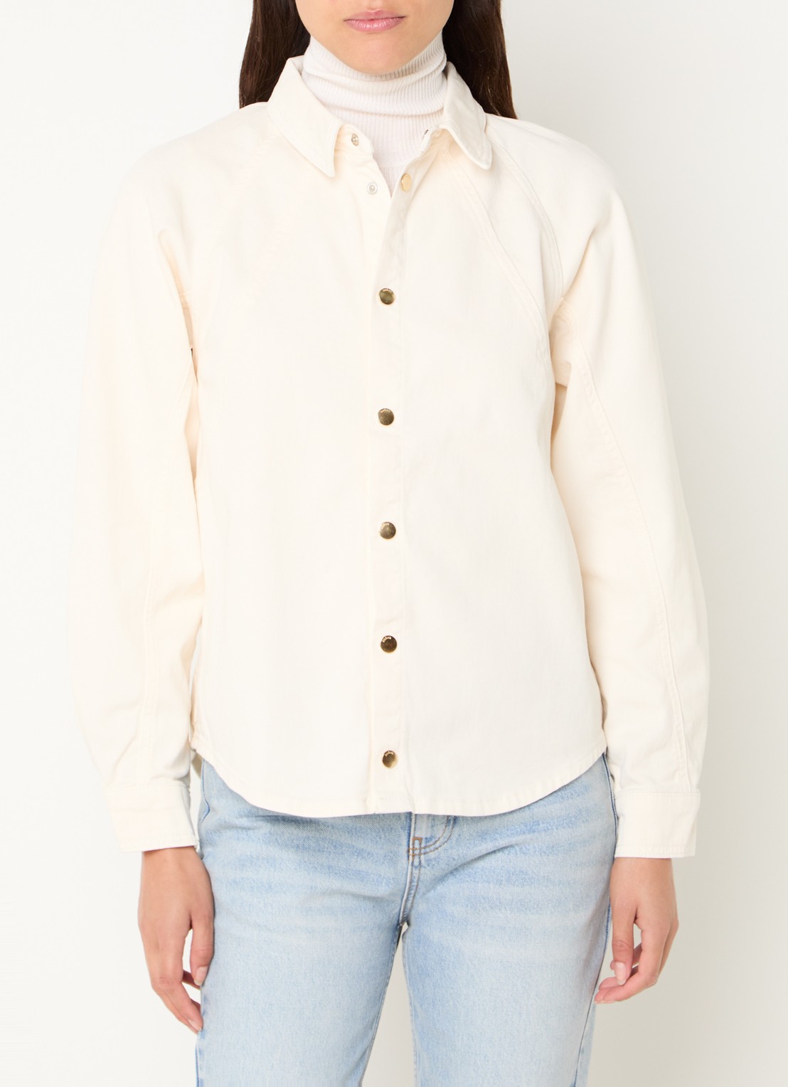 ba&sh Terra overshirt van denim - detail 2 creme