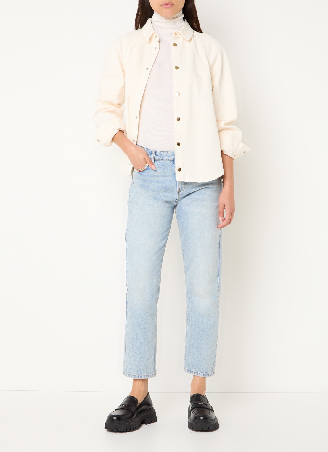 ba&sh Terra overshirt van denim - voorkant 4 creme