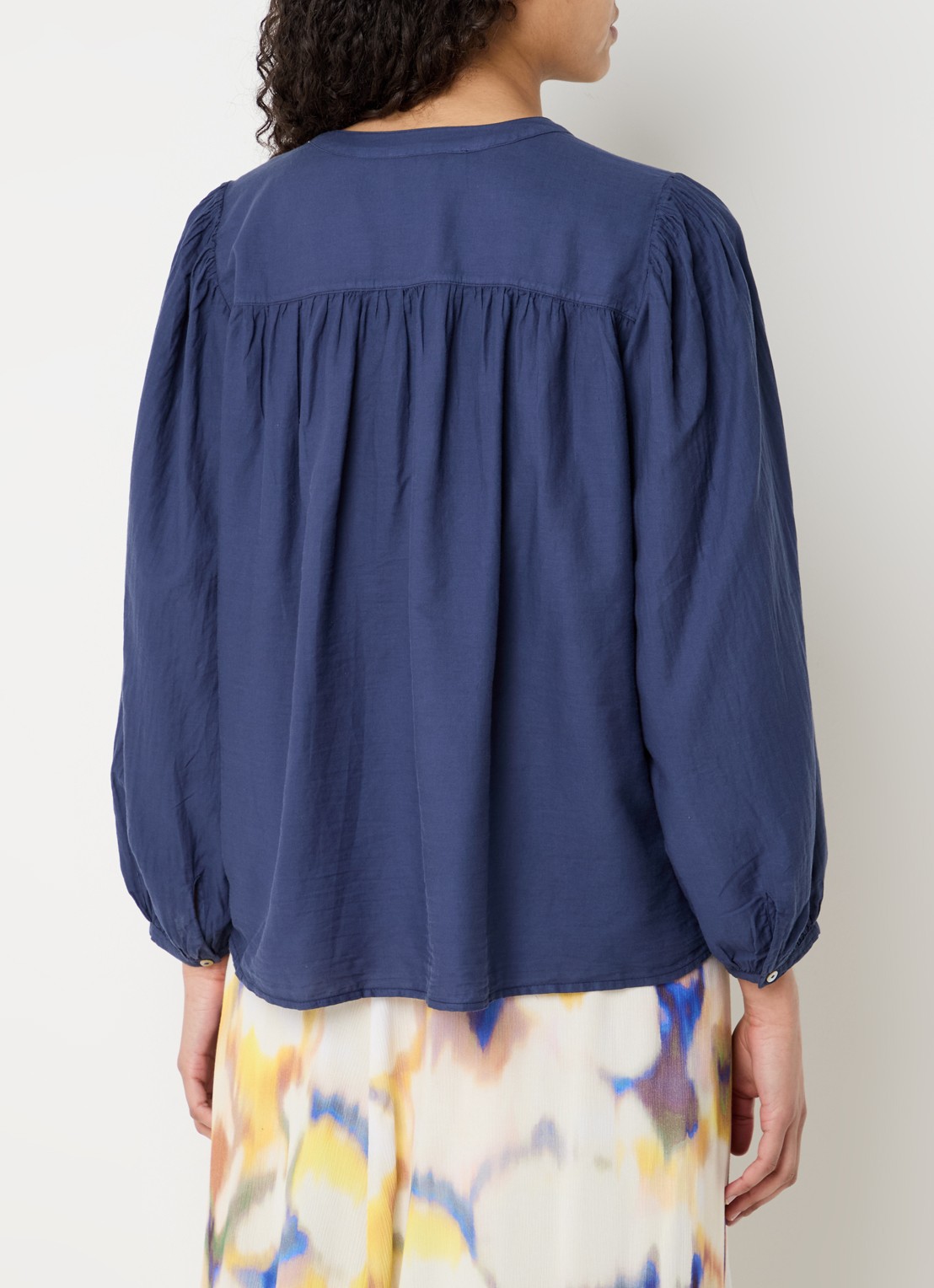 ba&sh Tia blouse met pofmouw - achterkant 4 donkerblauw