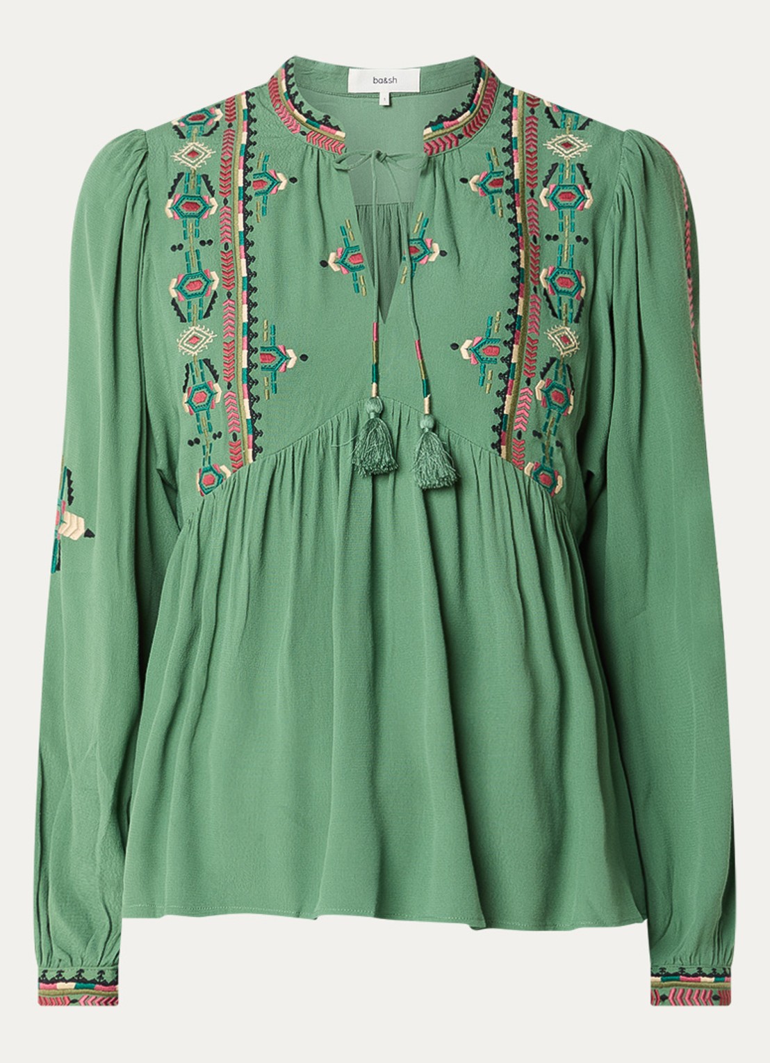 ba&sh Tilt tuniek met borduring - voorkant groen