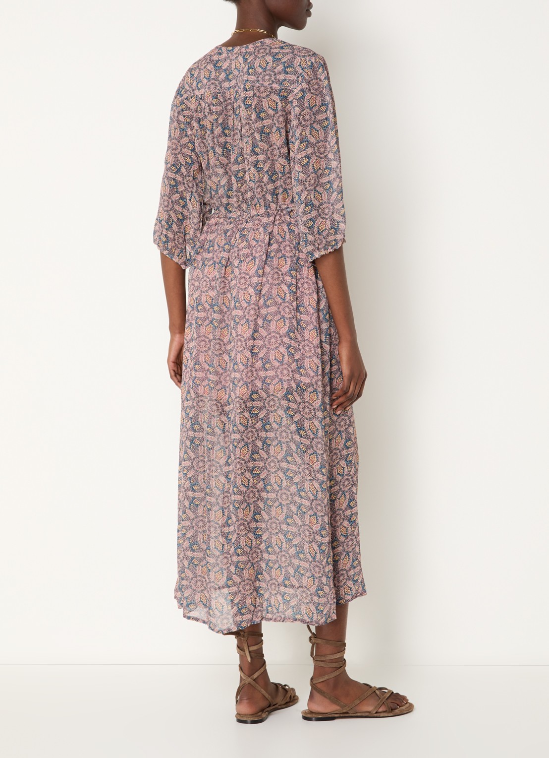 ba&sh Tizia maxi tuniekjurk met print - achterkant 3 lichtroze