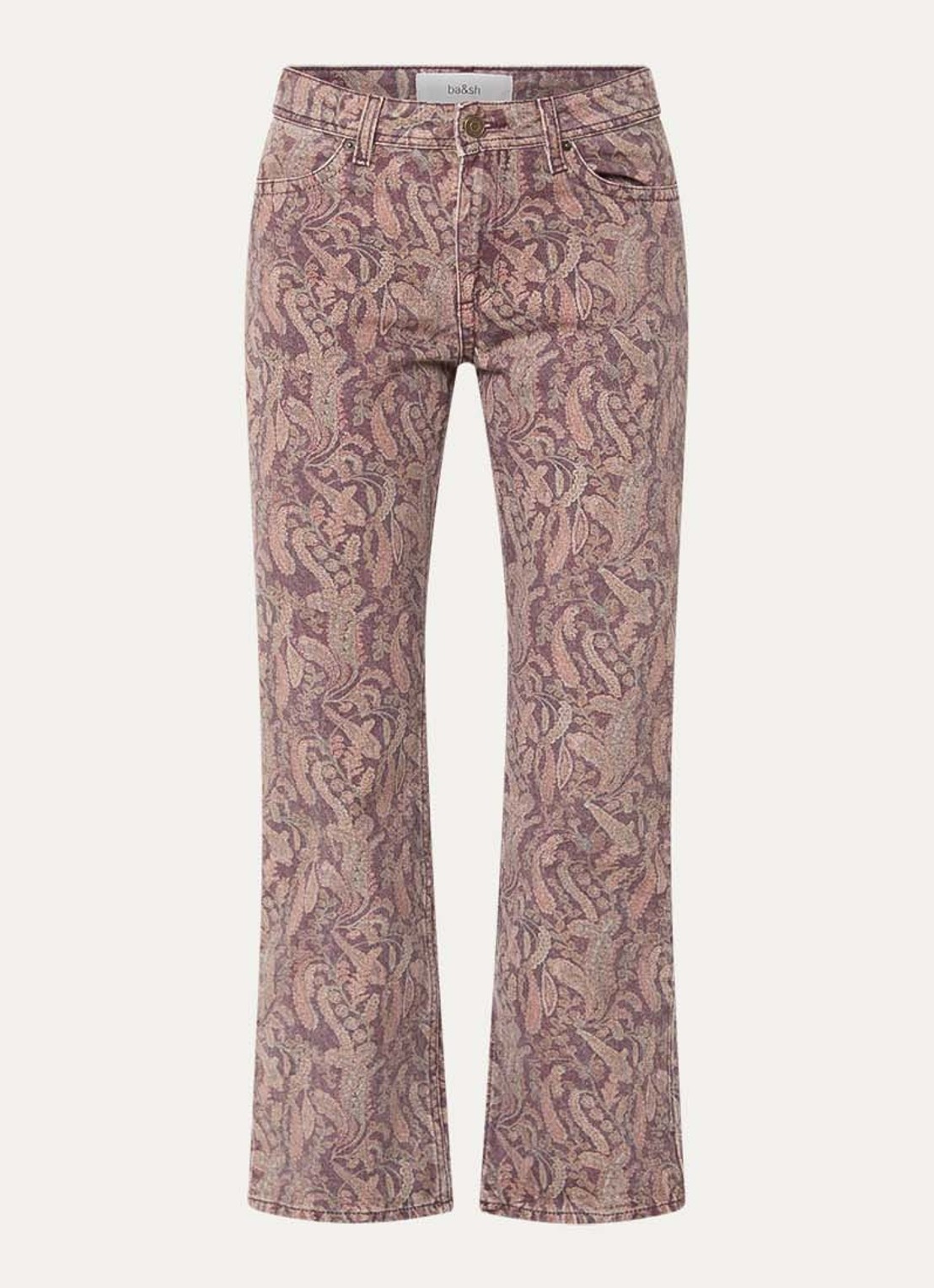 ba&sh Tooty high waist straight fit jeans met paisley dessin - voorkant 3 bordeauxrood