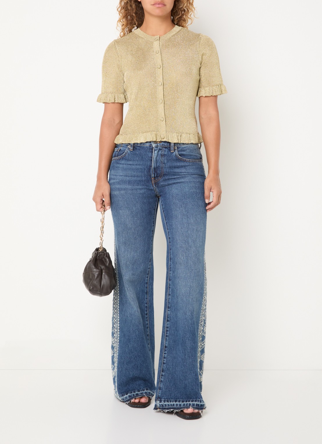 ba&sh Top met metallic finish - voorkant 2 goud
