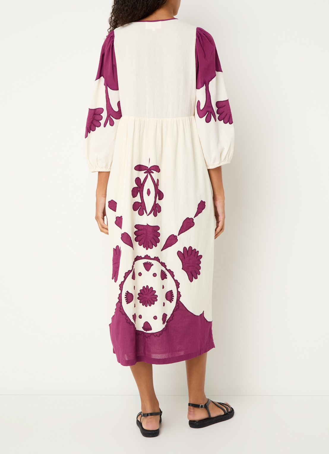 ba&sh Tracy midi tuniekjurk met print - achterkant 4 paars