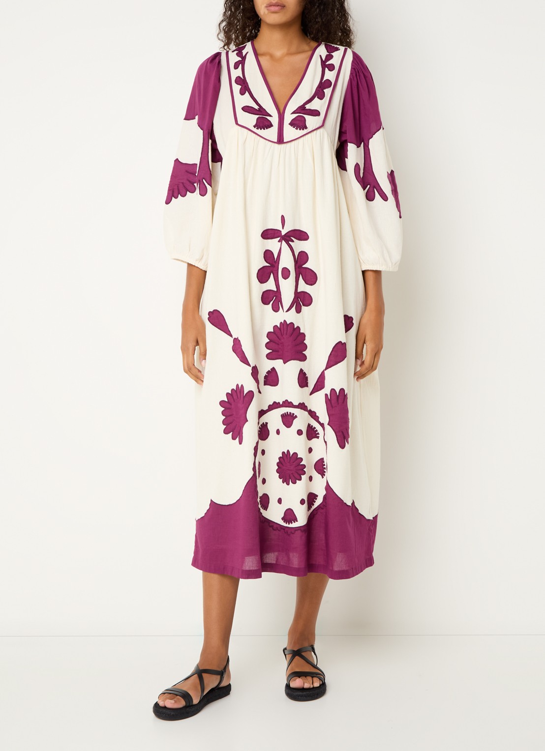 ba&sh Tracy midi tuniekjurk met print - detail paars