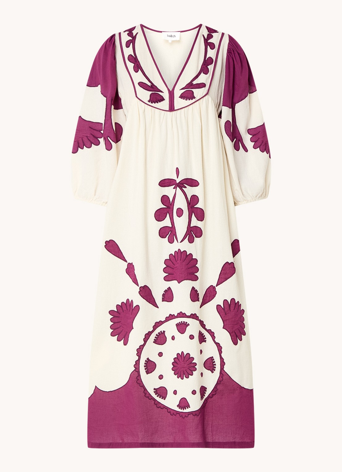 ba&sh Tracy midi tuniekjurk met print - voorkant 2 paars