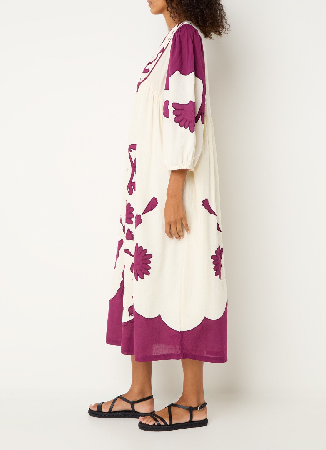 ba&sh Tracy midi tuniekjurk met print - voorkant 3 paars