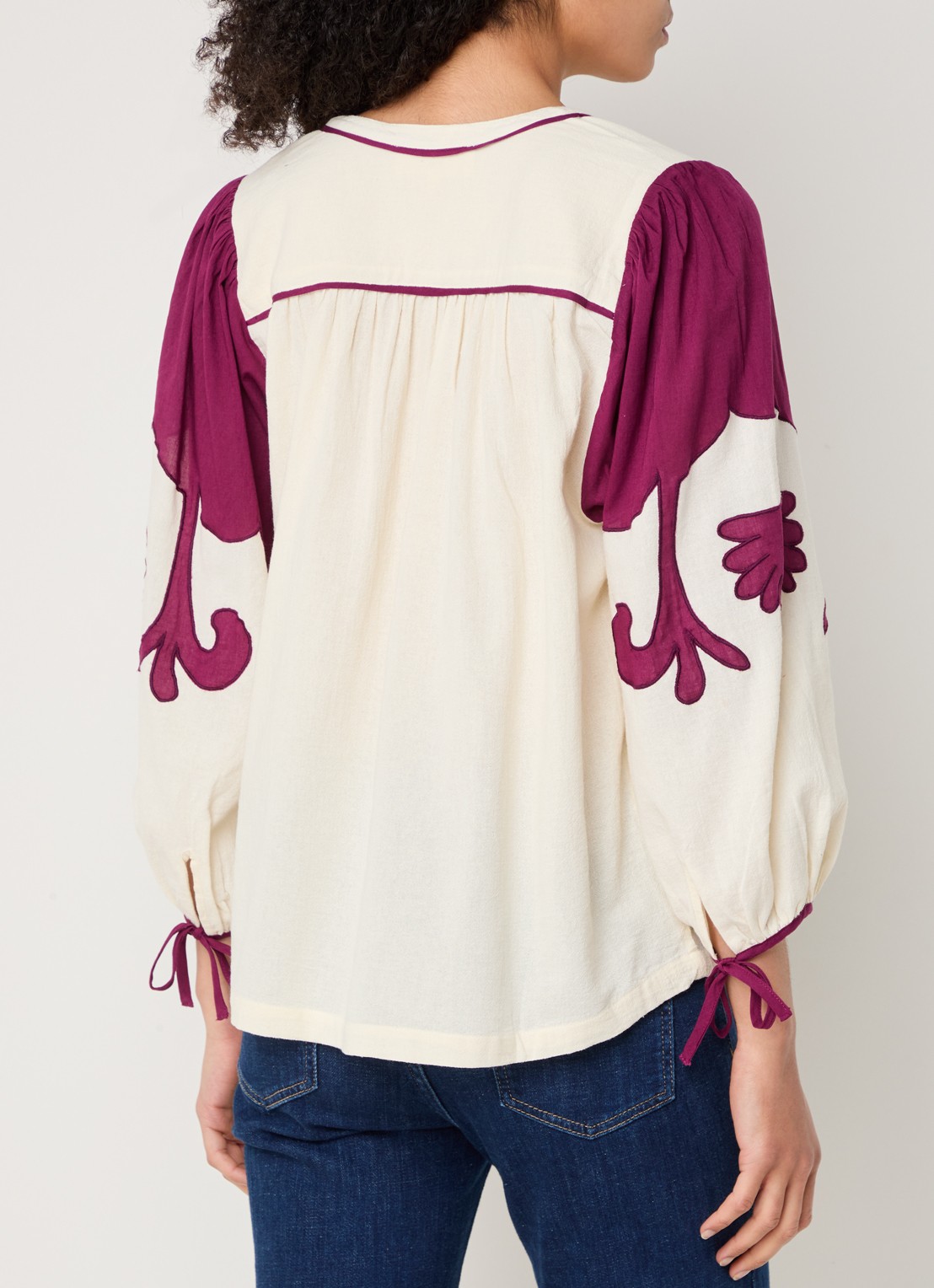 ba&sh Tupa tuniek met borduring - achterkant 3 creme