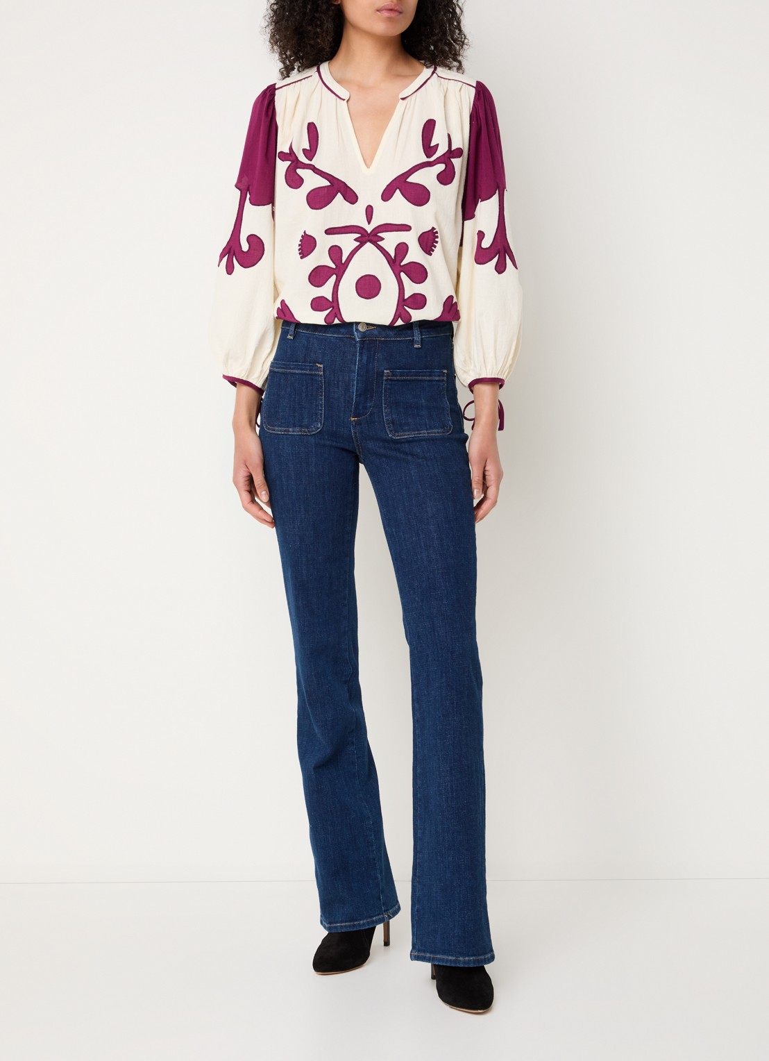 ba&sh Tupa tuniek met borduring - voorkant 2 creme