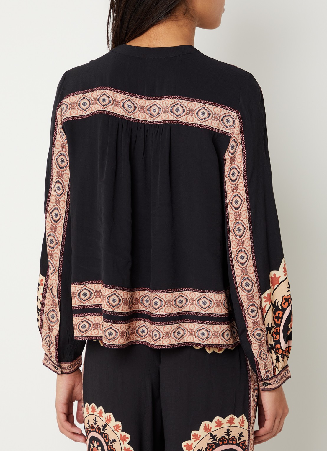 ba&sh Valda blouse met print - achterkant 3 zwart