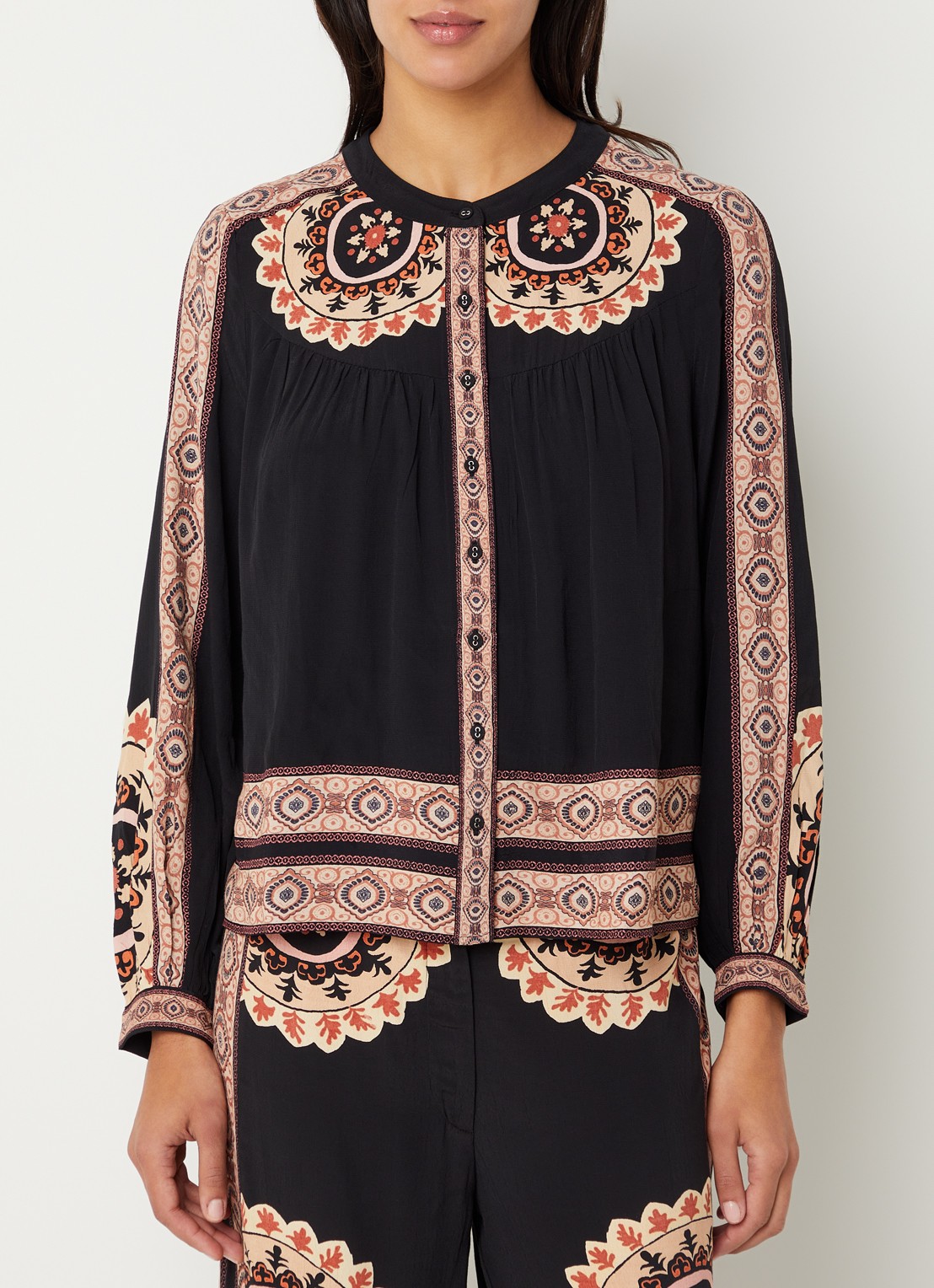 ba&sh Valda blouse met print - detail 4 zwart