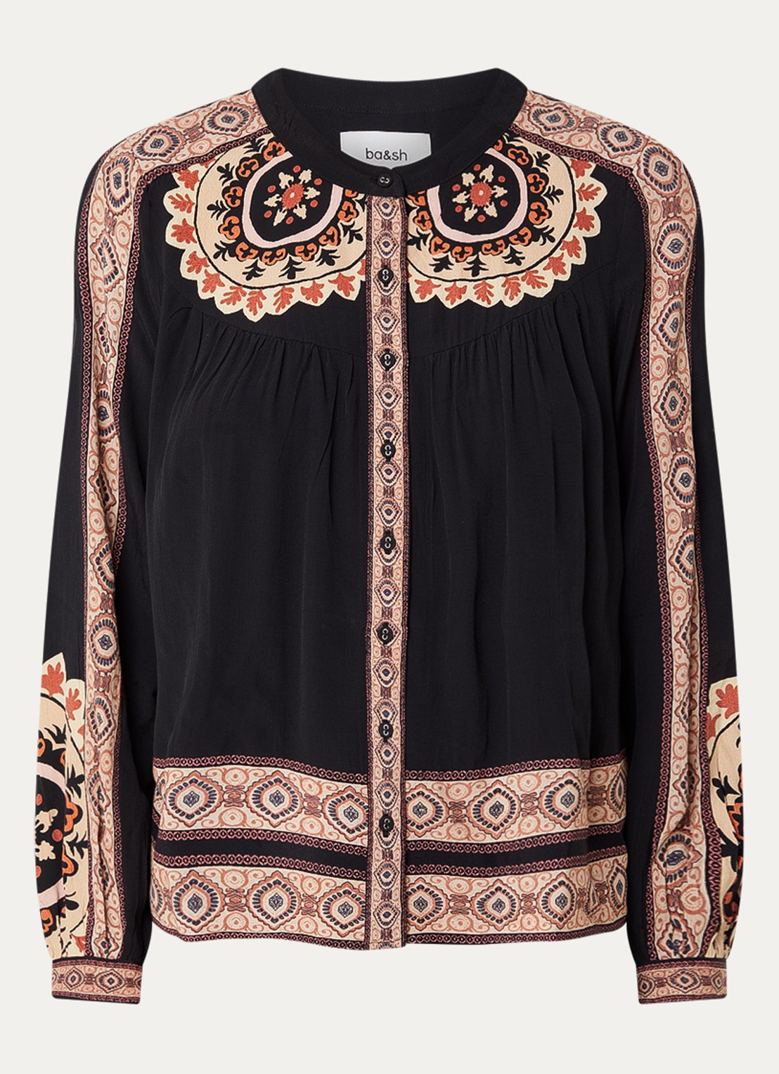 ba&sh Valda blouse met print - voorkant zwart