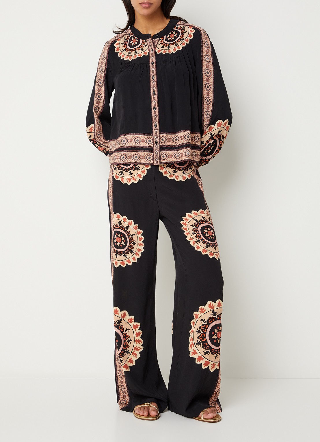 ba&sh Valda blouse met print - voorkant 2 zwart