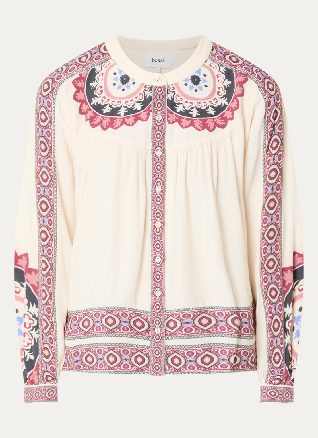 ba&sh Valda blouse met print - voorkant 2 creme