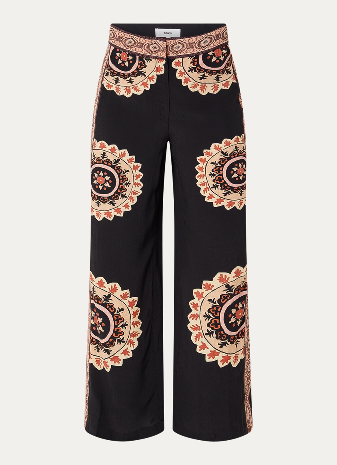 ba&sh Valla loose fit broek met bloemenprint - voorkant 2 zwart