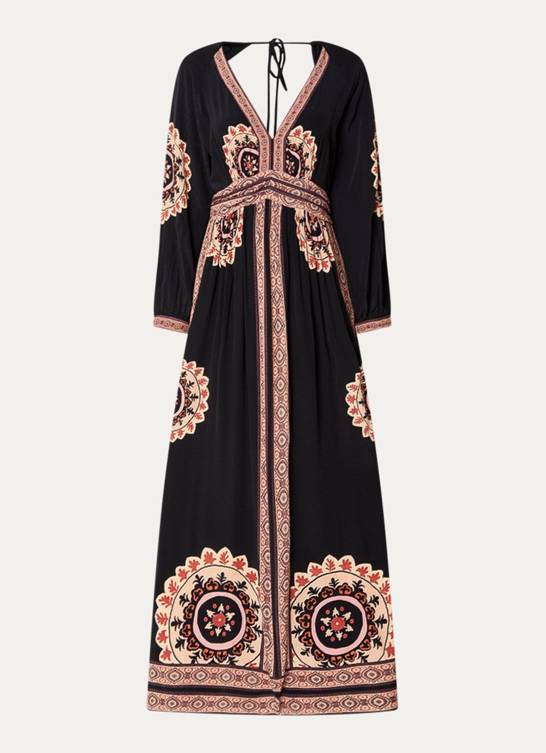 ba&sh Vera maxi tuniekjurk met print en rugdecolleté - voorkant 2 zwart