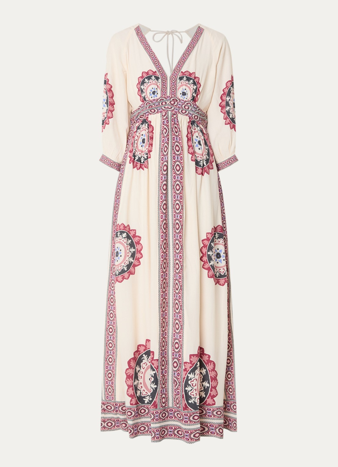 ba&sh Vere maxi jurk met print - voorkant 2 creme