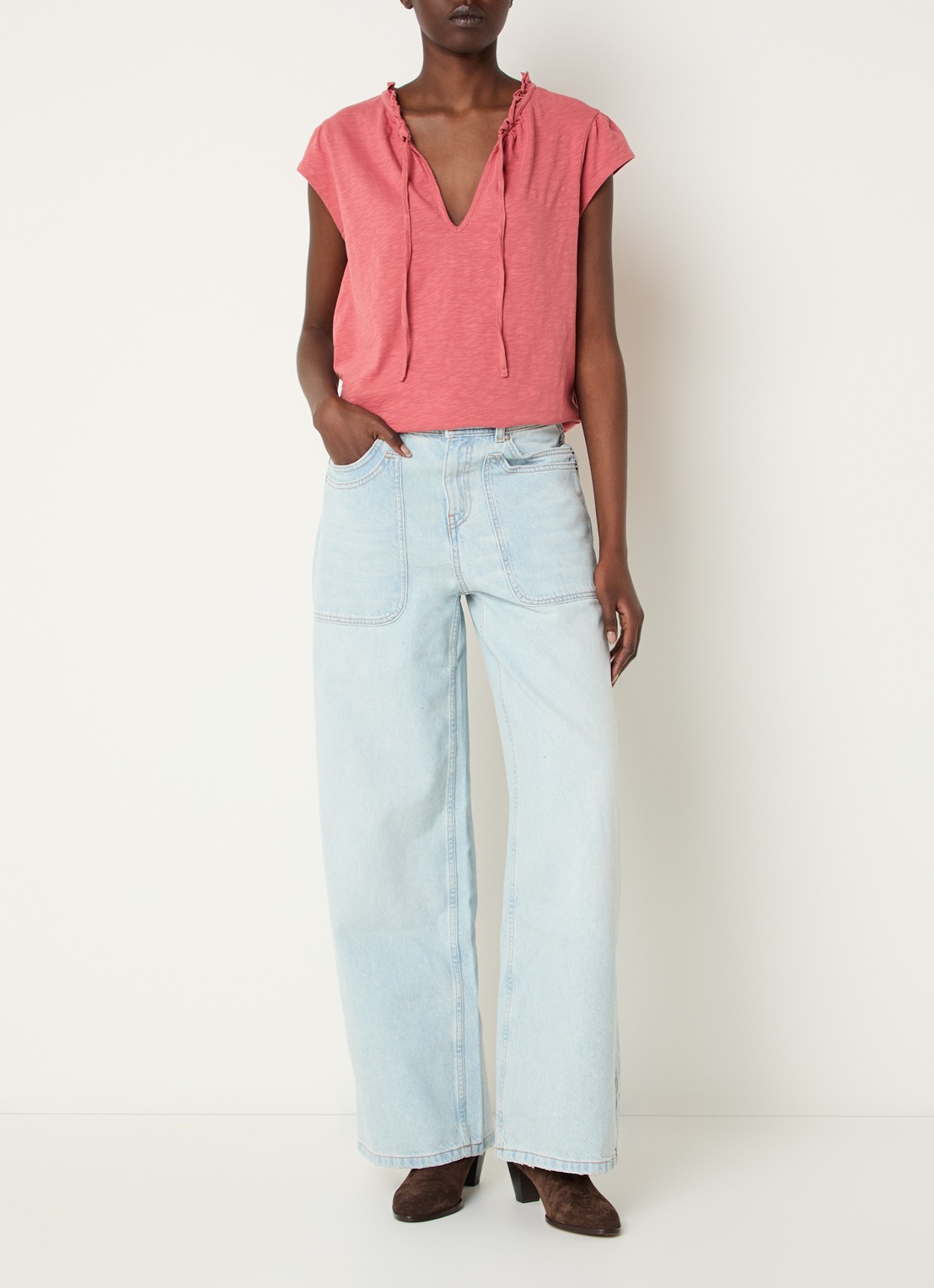 ba&sh Very top met strikkraag - voorkant 4 roze