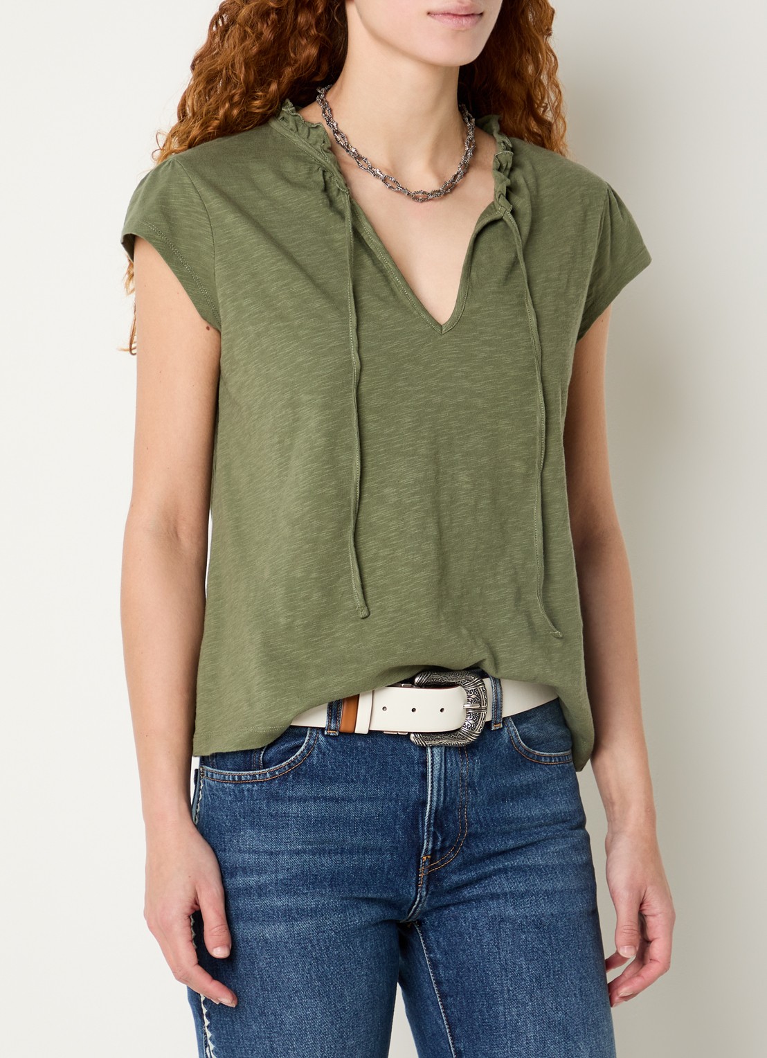 ba&sh Very top met strikkraag - detail 4 khaki
