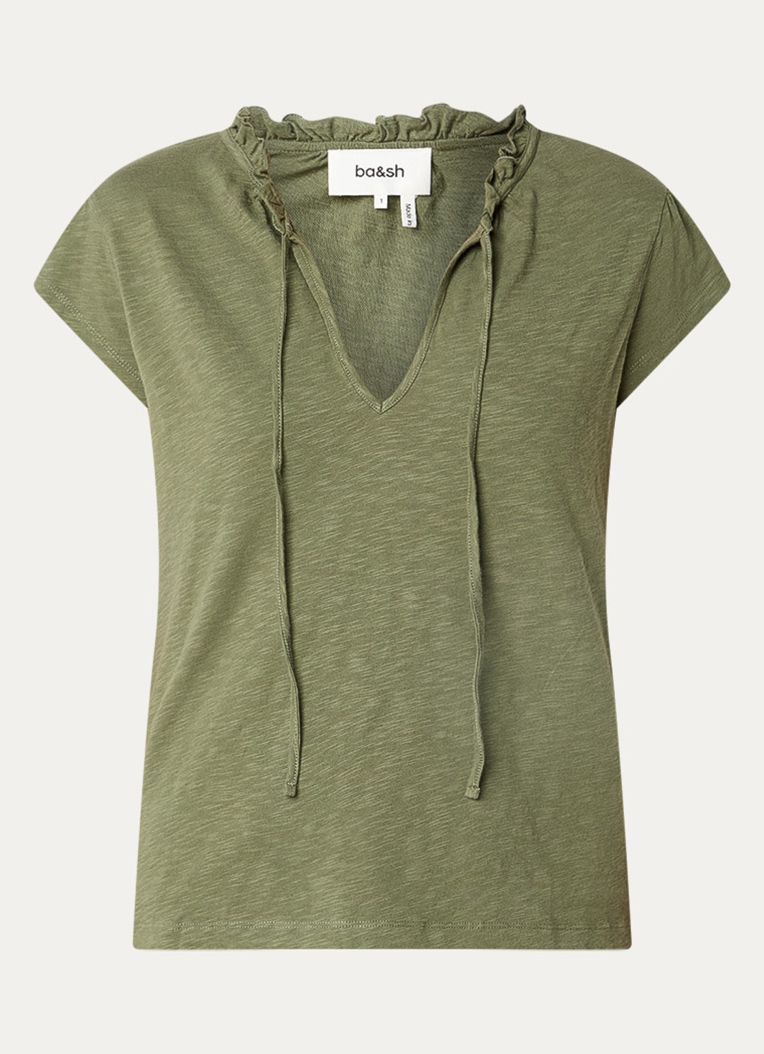 ba&sh Very top met strikkraag - voorkant khaki