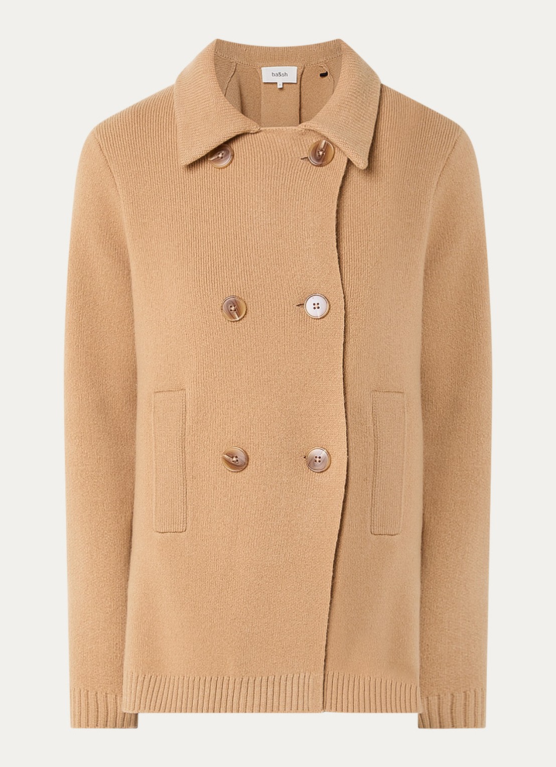 ba&sh Vesta grofgebreid vest in wolblend - voorkant 2 camel