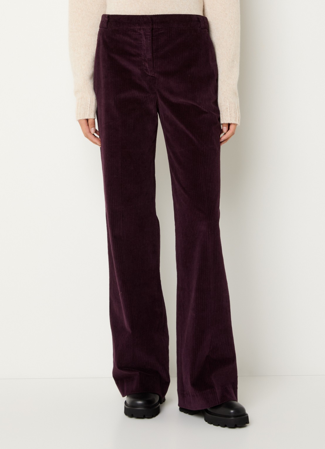 ba&sh Vily mid waist loose fit broek van corduroy - detail 4 aubergine