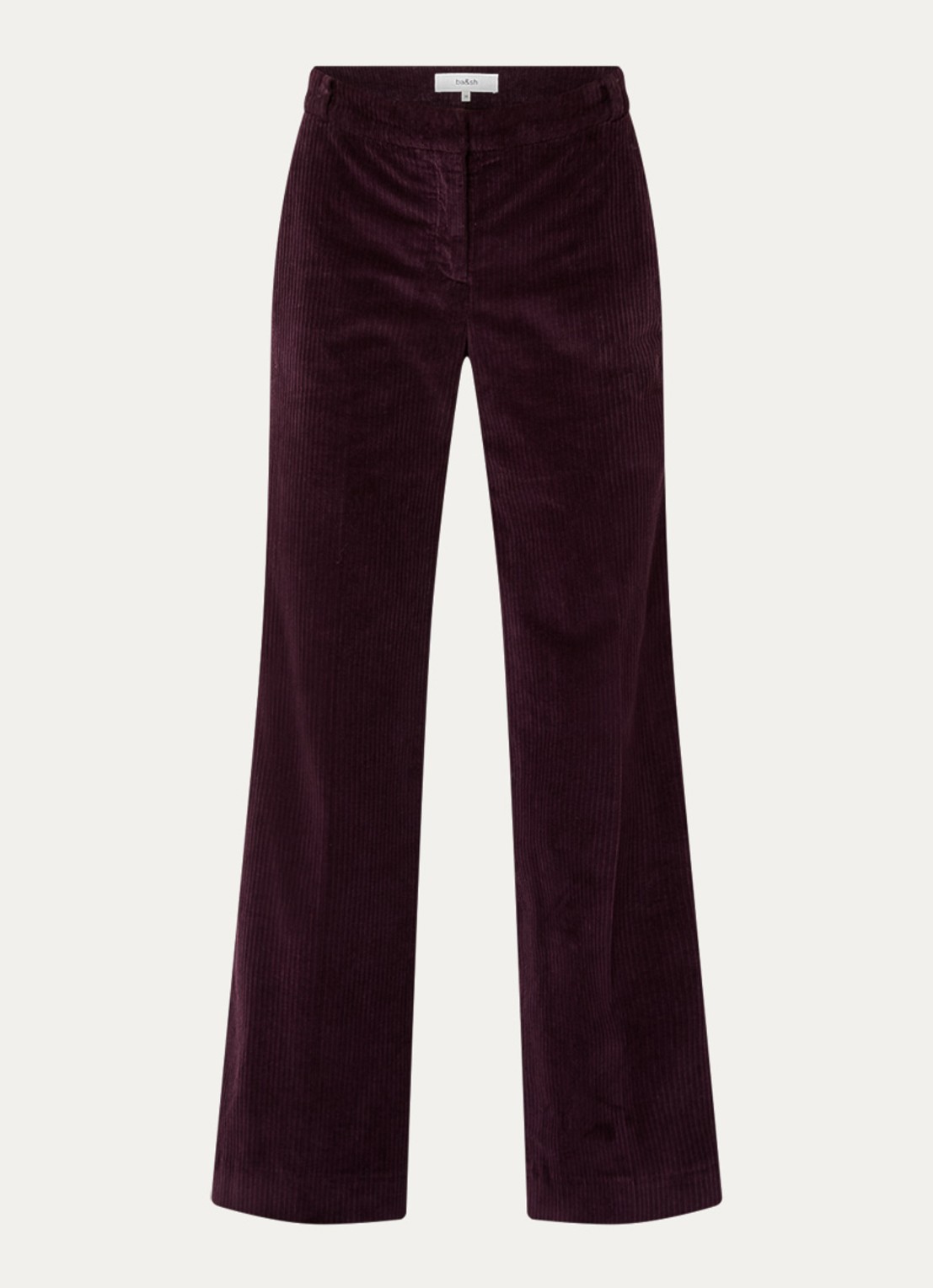ba&sh Vily mid waist loose fit broek van corduroy - voorkant 2 aubergine